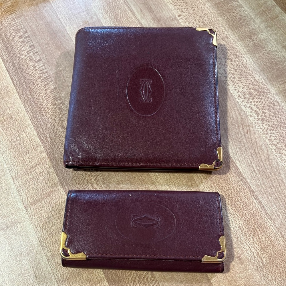 Cartier Burgandy Wallet and Key Case